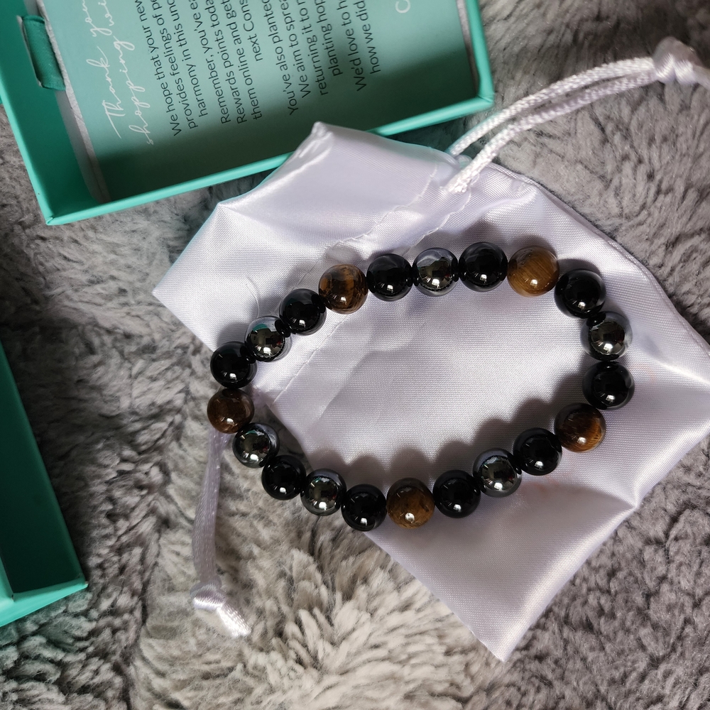 Conscious Black and Brown Beaded Bracelet Man Or Woman Unisex